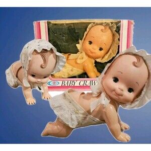 Playmates 1980s BABY CRAWL AWAY Doll #9075 NEW WORKS Video